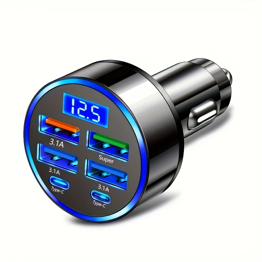 TEMU Fast Charging Car Charger, Supporting Qc3.0, Dual Pd, Display Screen - Car Plug Adapter