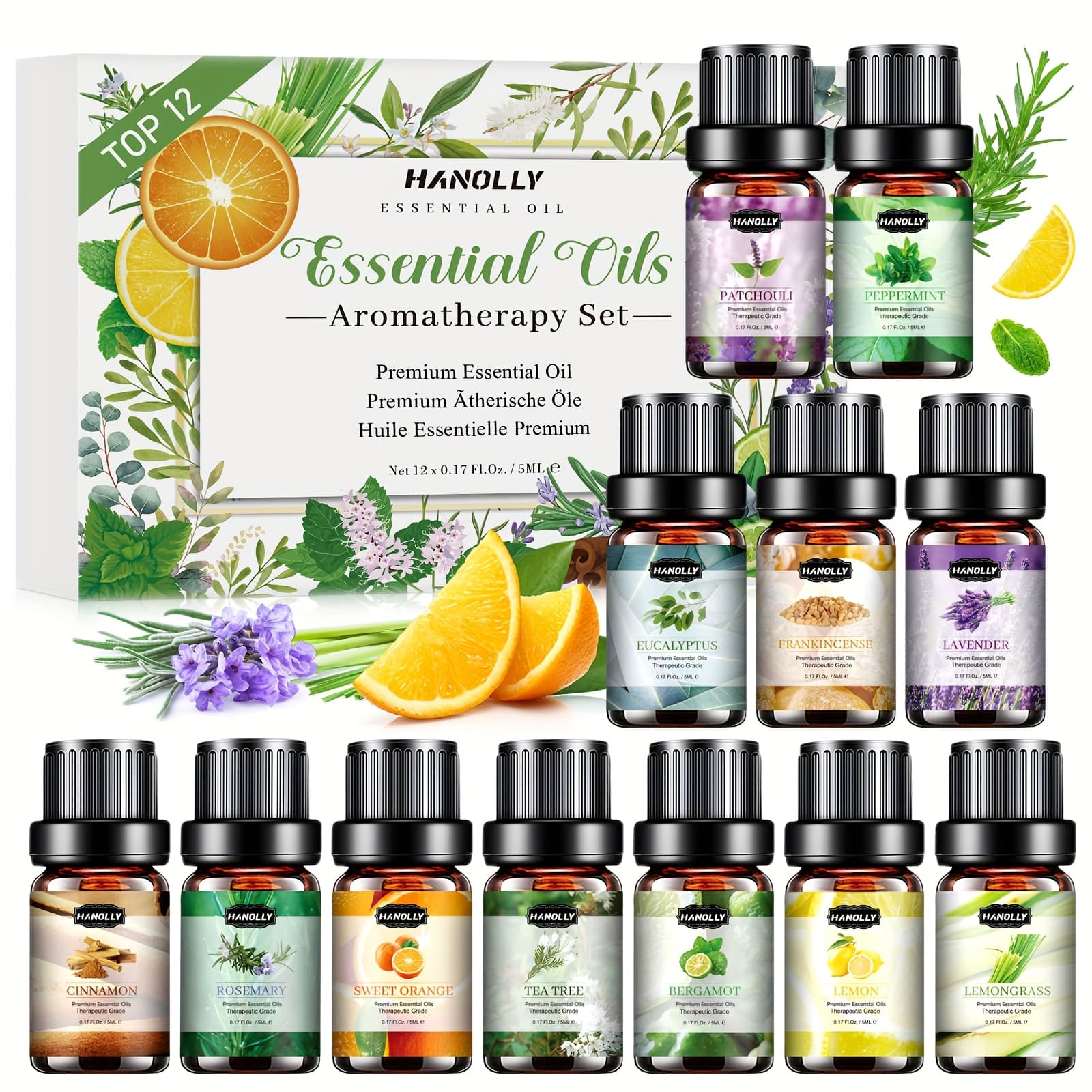 TEMU Set Of Essential Oils, 12x5ml Essential Oil Collection For Diffusers, Humidifiers, And Candle Crafting - Perfect Valentine's Day Present, Holiday Gift For, Women, , And - From Local Warehouse