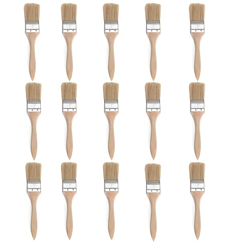 TEMU 15 Wooden Paintbrushes With Gourd Handles, 2-inch Bristles, Natural Surface Treatment For Painting And Dyeing, Durable And Comfortable Grip, Perfect For Diy And Professional Use, Painting Tool