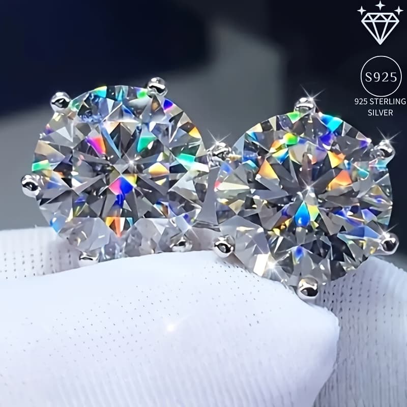 TEMU Classic S925 -prong Earrings 1ct 2ct 3ct