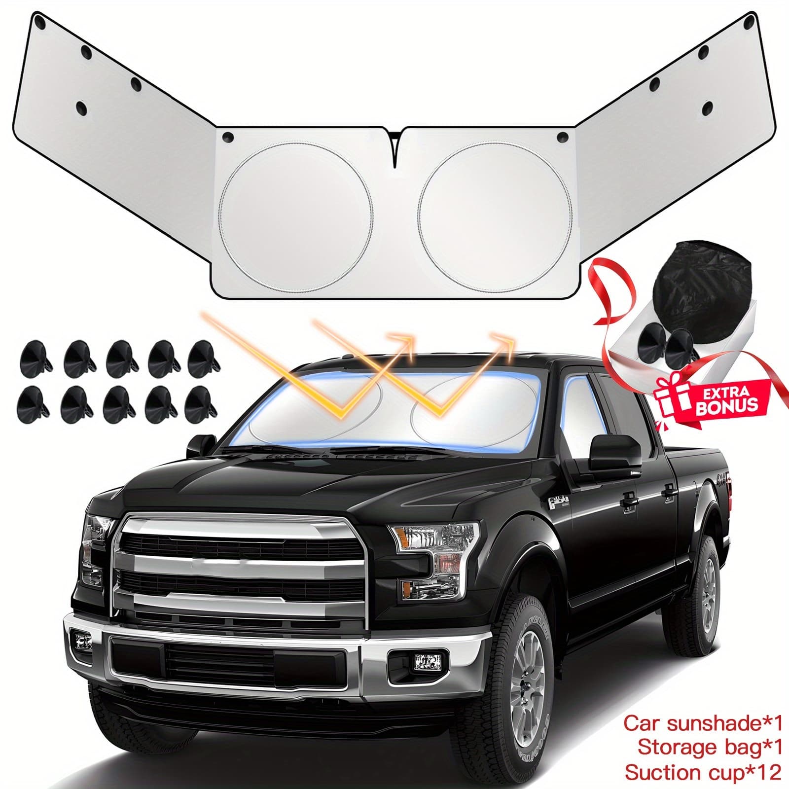 TEMU 2026 New Upgraded Windshield Sun Shade- Universal Window Sun Cover Block Sun Vehicle Interior Accessories Sunshades Prevent Prying And Protect Privacy, Summer Gift For Car(l)