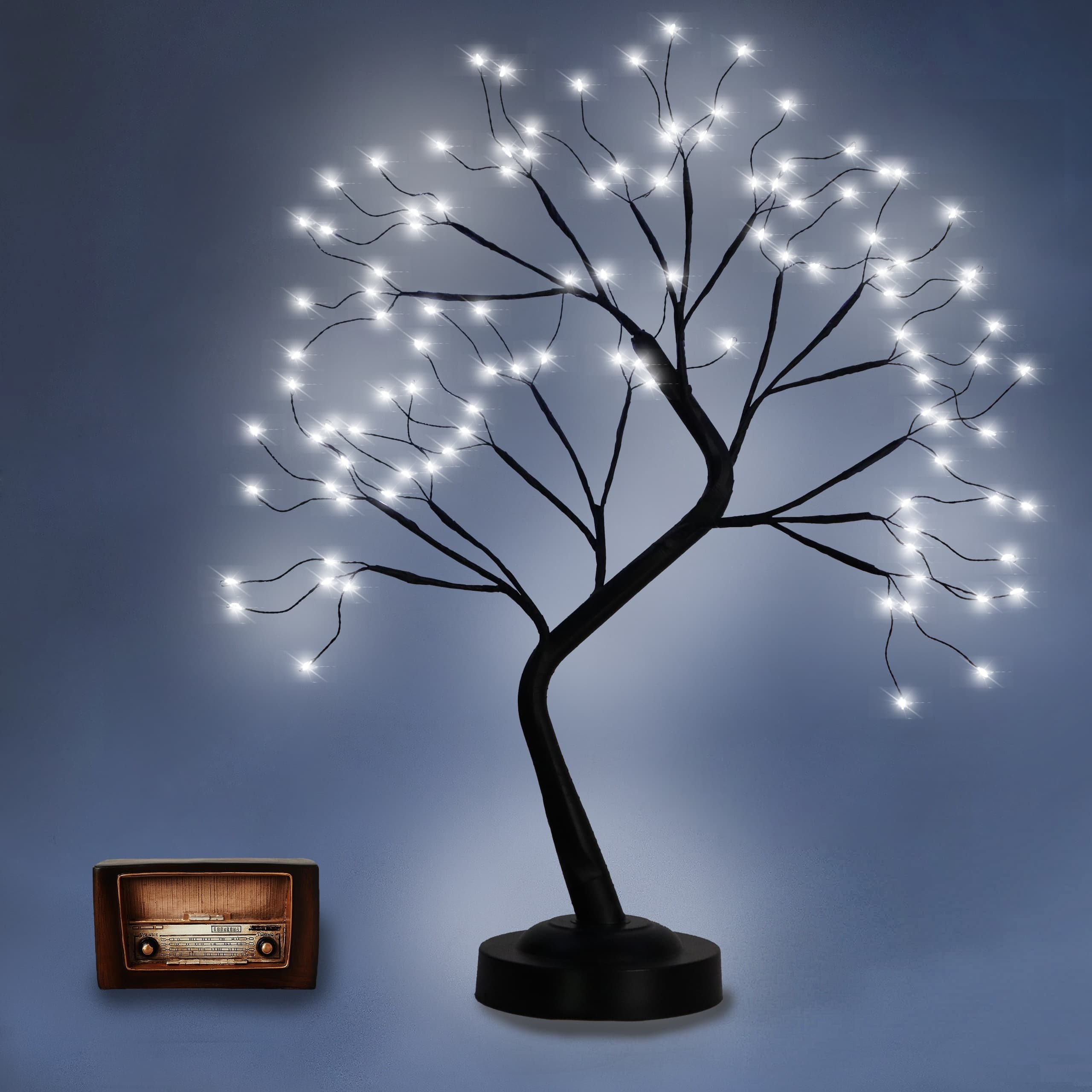 TEMU 20 Inch Tabletop Fairy Tree Light, 108 Led Christmas Tree Lamp Lighted Up Branches With 8 Lighting Timer For Room Home Office Halloween Decor, Battery/usb Powered, White