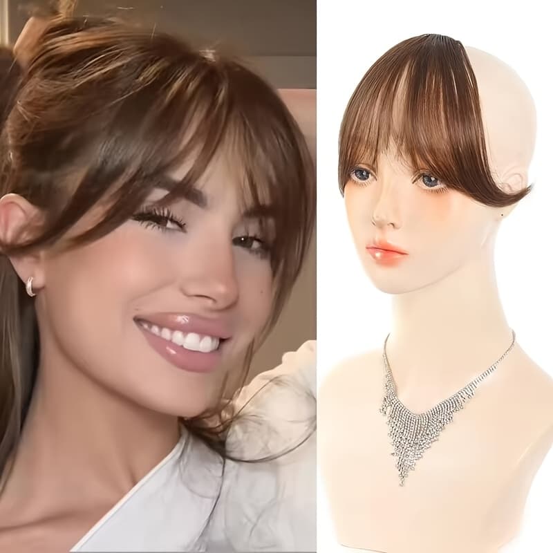 TEMU Face-framing Bangs: Effortlessly Stylish Curtain Edges For An Immediate - Curved Bangs Ideal For Everyday Outfits And Forehead Coverage, Suitable For Tones - Appearance Daily Use, Gatherings