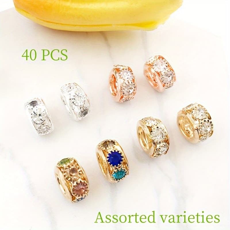 TEMU 40pcs 6x10mm Large Hole Spacer Beads Creative Diy Bracelet Necklace Jewelry Beaded Accessories