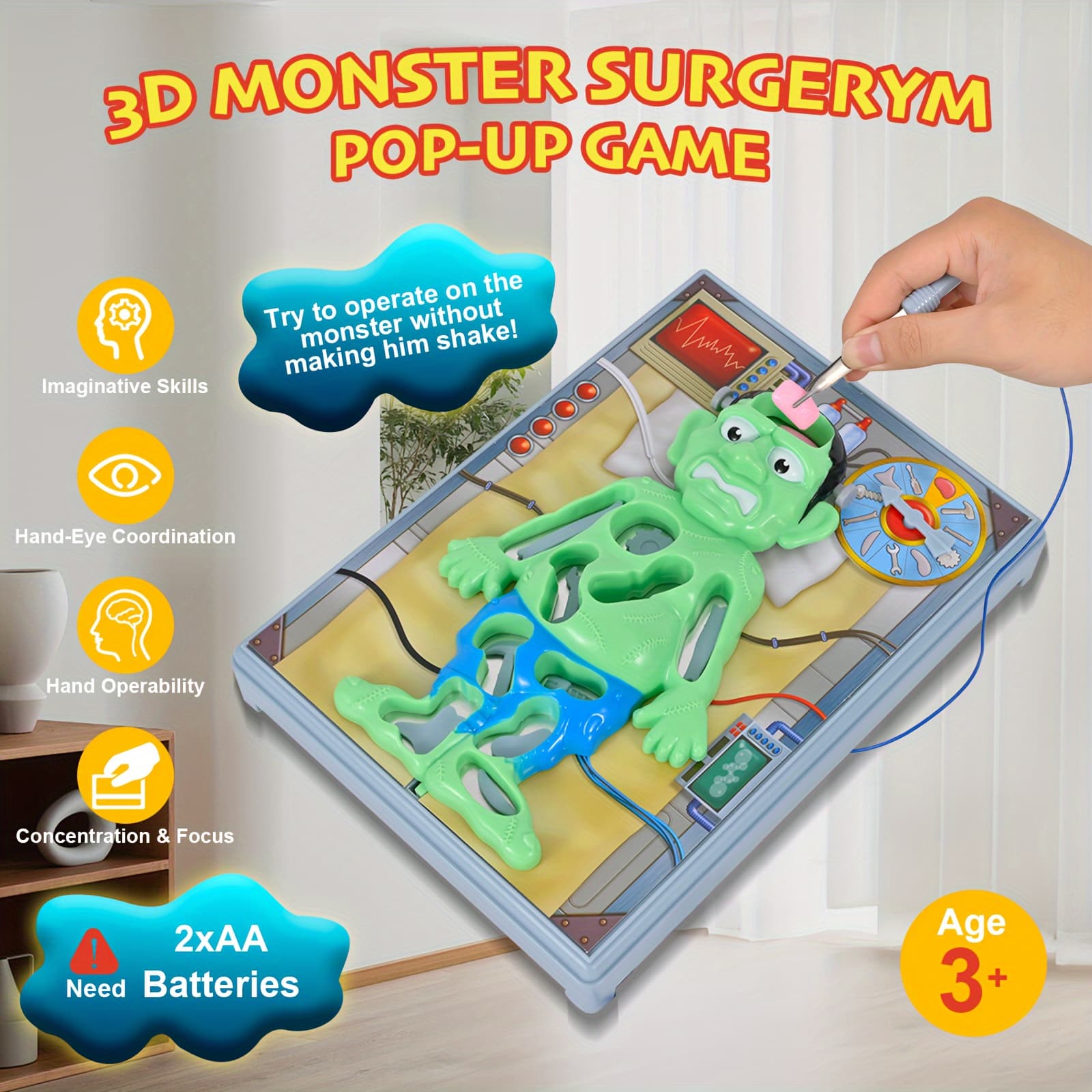 TEMU Operation Game For Kids Ages 3+ Years Old With Tweezers And Fun Game Pieces, Classic Operation Game For Single Player, Popular Gifts For Kids