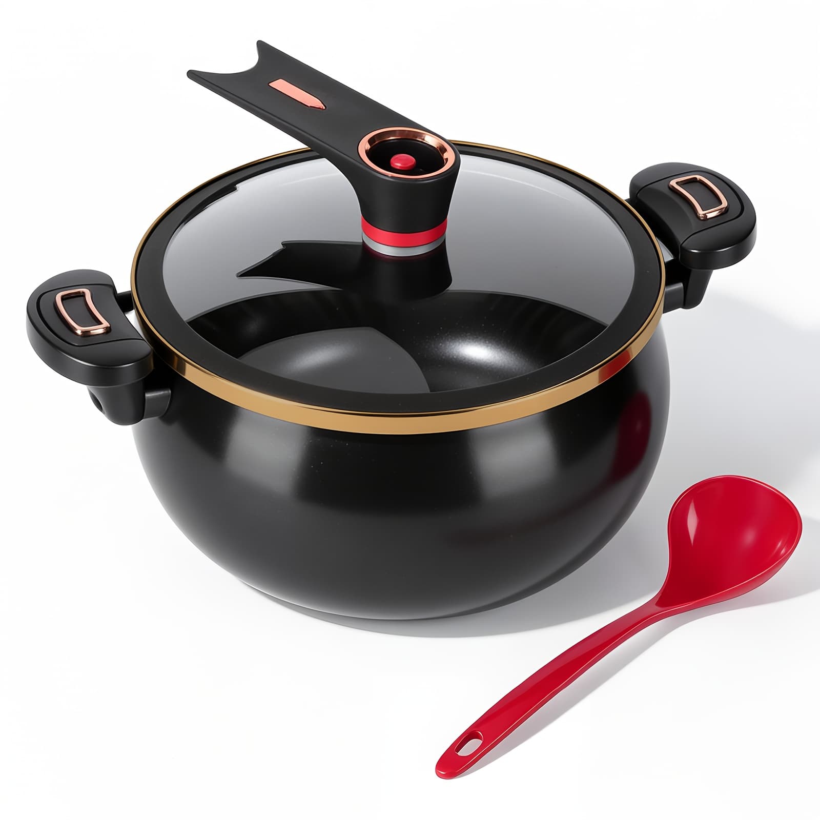 TEMU Large-capacity Soup Pot With Ladle And Twist-lock Handle For Quick Cooking, Pot 8.45qt Cooking Pot, Gas Stove, And Induction Cooker, Universal Stew Pot For Homes, Restaurants, Hotels, Stores
