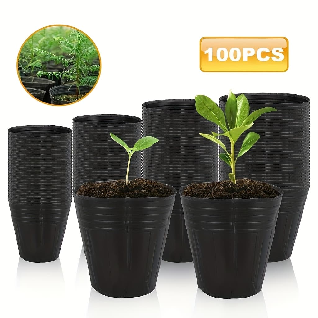 TEMU 100 Pack Nursery Pots, Nursery Pot For Plants, Plastic Plant Pots With Drainage Holes, Garden Flower Pots For Transplanting, Succulents, , Seedlings
