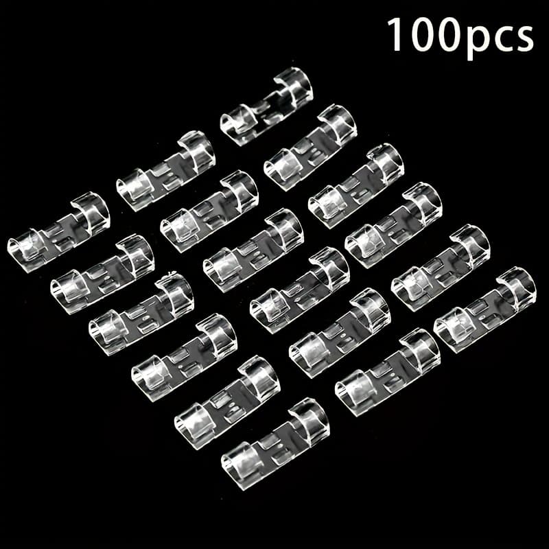 TEMU 100pcs Of Adhesive Cable Clips - Plastic Wire Organizers Designed For Managing Power Cords, Suitable For Under Desks And Wall Applications, Durable And Cable Holders, Discreet Cable , For Cords