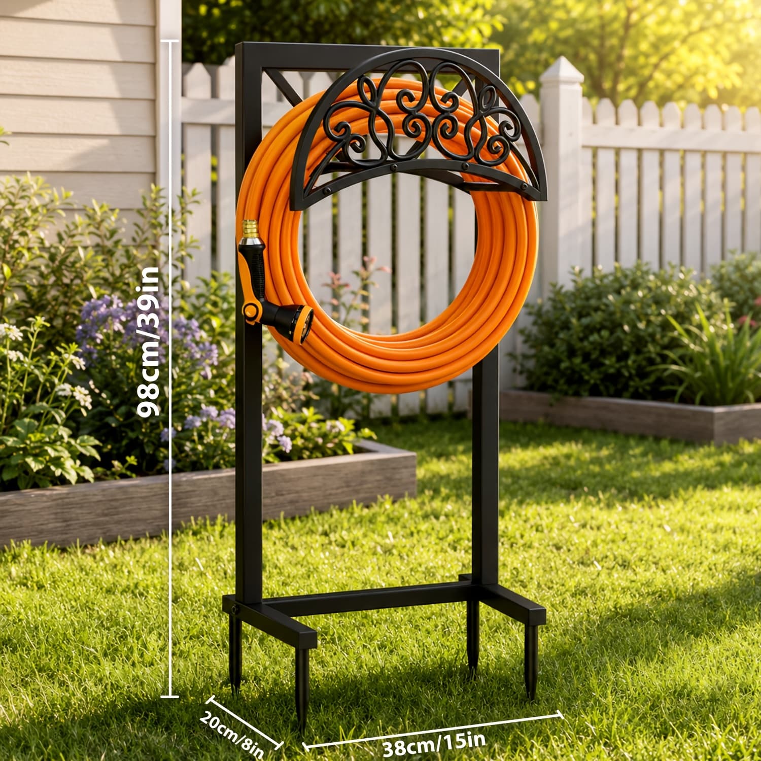 TEMU Heavy Duty Stainless Steel Garden Hose Holder - Adjustable Freestanding Outdoor Storage Holder For Lawns, Patios And Gardens, Single And Double Leg Styles, Removable And , Easy To For Storage
