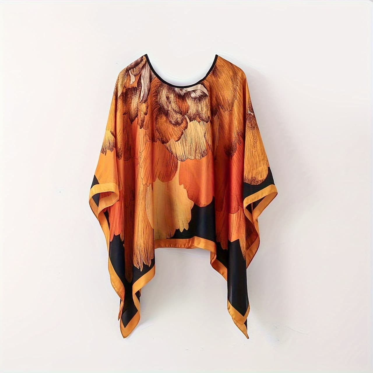 TEMU Bohemian-style Pullover Shawl, 42.12-inch Printed Square Scarf, Lightweight And Breathable, Perfect For The Beach Or Evening