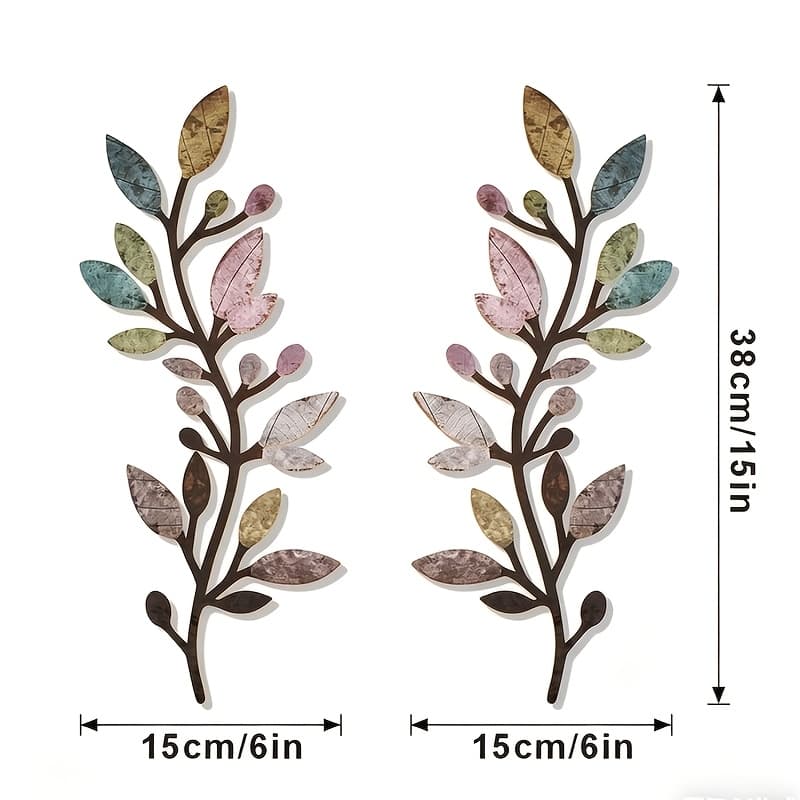 TEMU 2pcs Boho Leaf Metal Wall Art - Vibrant Sculpture For Indoor/outdoor Home Deco