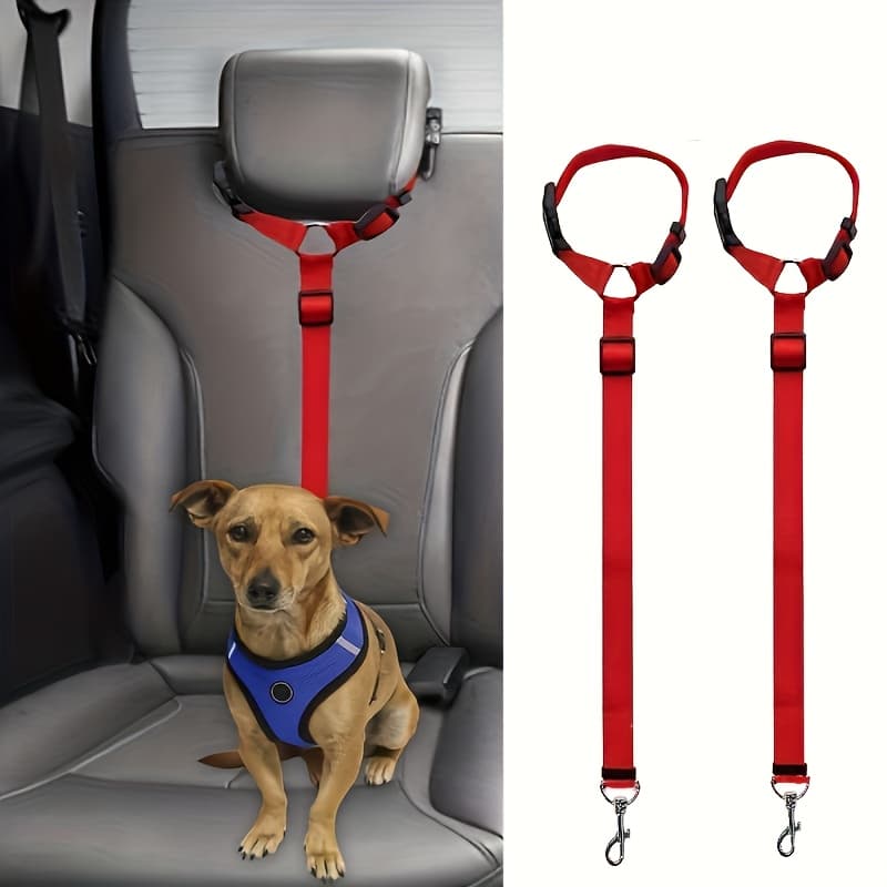 TEMU Adjustable 2-in-1 Dog Car Safety Harness & Backseat Tether System With Striped Harness Suitable For For Car Models, Pet Restraint For Suvs, Sedans,, Hand Washable For Road Trips And Daily