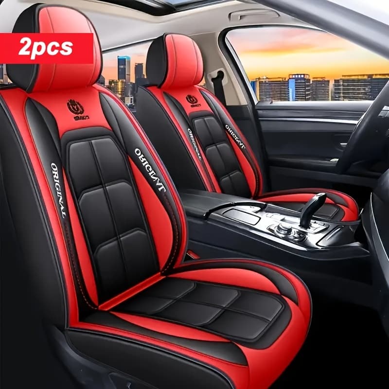 TEMU Universal Pupu Pu Leather Leather Car Seat Cover - Breathable, Durable And Waterproof Front Seat Cover, Suitable For All , Without Filling, Suitable For Most Vehicles
