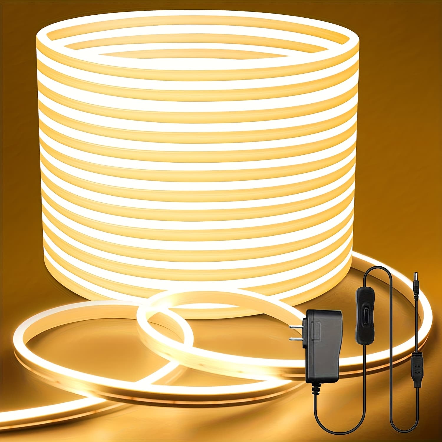 TEMU Neon Led Strip Lights 32.8ft/10m White/warm White//pink Waterproof Ip65 Flexible Led Light Strip Led Lights For Bedroom, Indoor & Outdoor, Power Adapter Included