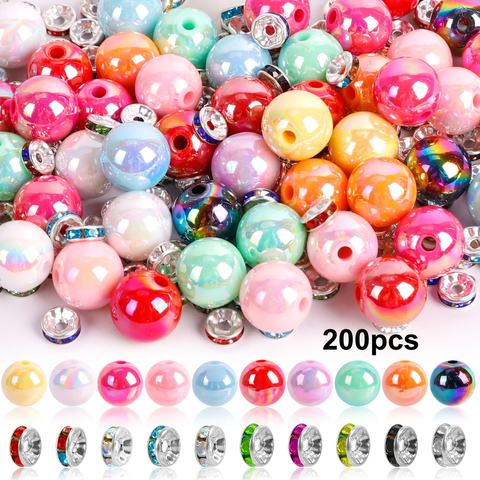 TEMU 2 Pen Beads, Beads That Beaded, 1 Rainbow Acrylic Beads, And 1 Beads For Perfect For Pen Projects, Ideal For Jewelry, Bracelet Beads, Necklaces