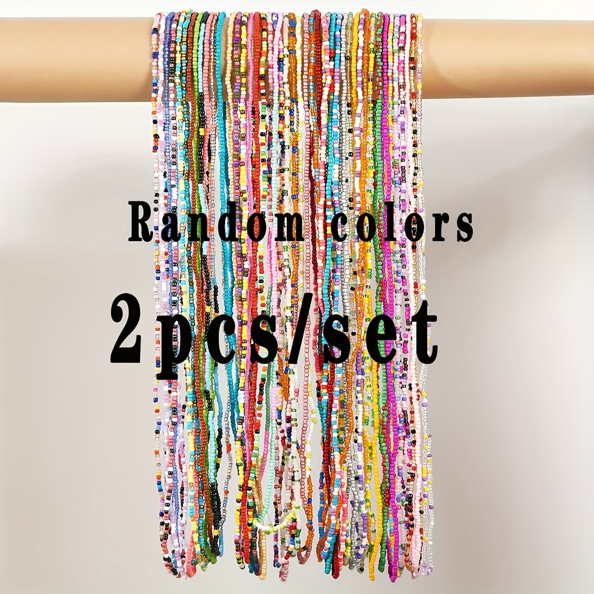 TEMU 2pcs/5pcs Random Colors Bohemian Multicolor Bead Handmade Woven Waist Chain, Women's Beach Bead Waist Belt With Chain