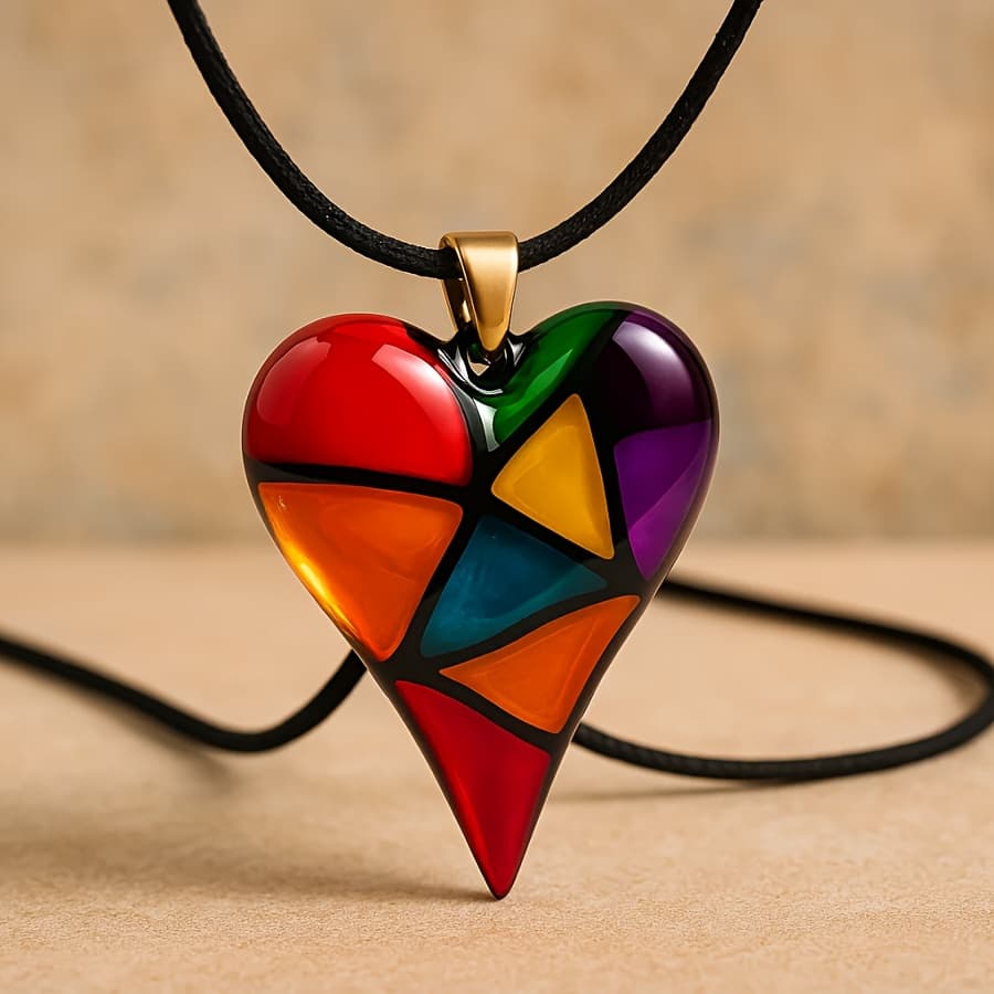 TEMU 1pc Stylish Colorful Necklace Love Necklace Colorful Love Necklace Personality Necklace Holiday Gift Party Necklace Necklace For Women