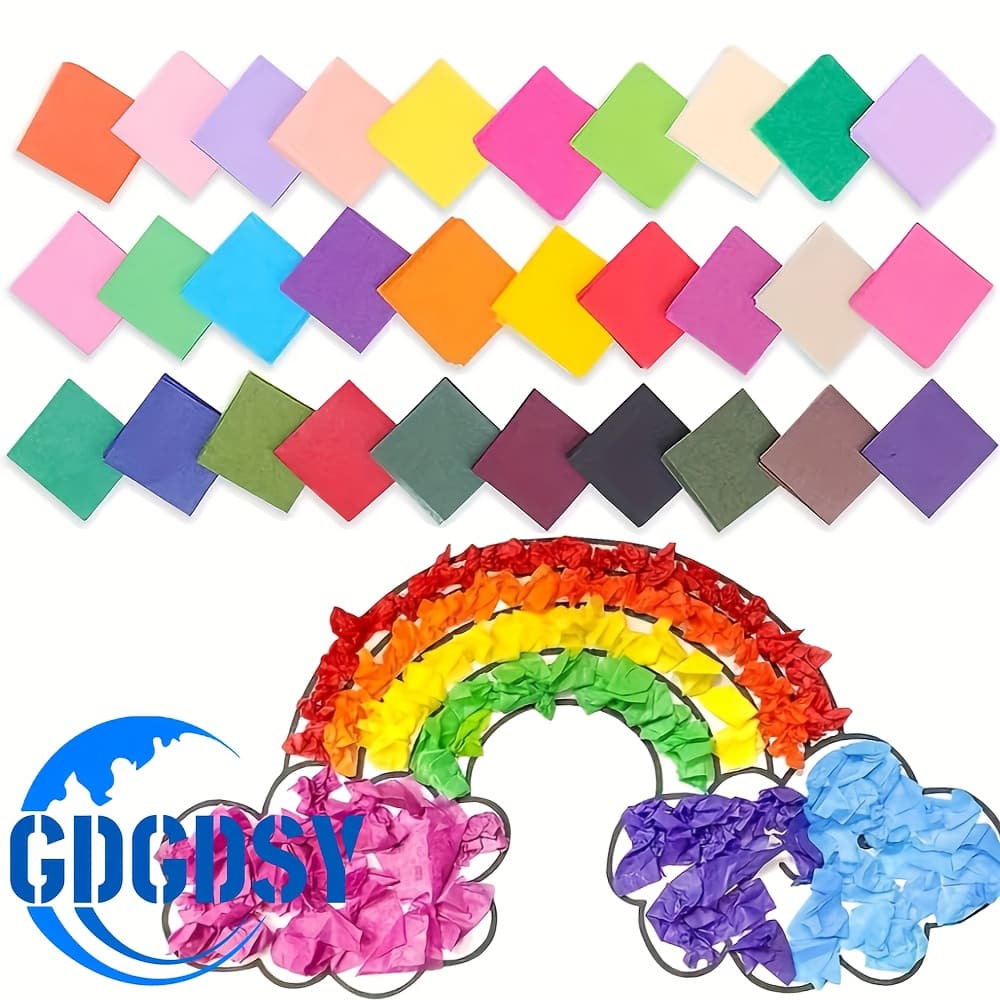 TEMU 1200pcs Assorted Colors Tissue Paper Squares - Precut Craft Paper For Scrapbooking, Arts And Crafts Projects, Halloween, Thanksgiving, Christmas Decorations