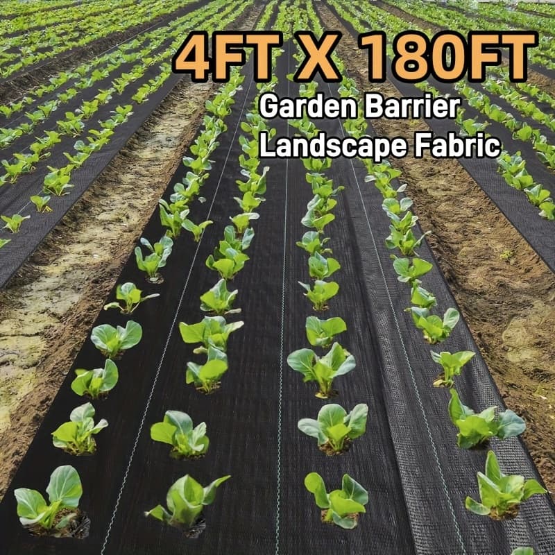 TEMU 4 X 180ft Garden Weed Barrier Landscape Fabric, Woven Mulch For Landscaping Ground Cover Weed Control Fabric, Garden Plastic Fabric For Garden, Vegetable Beds