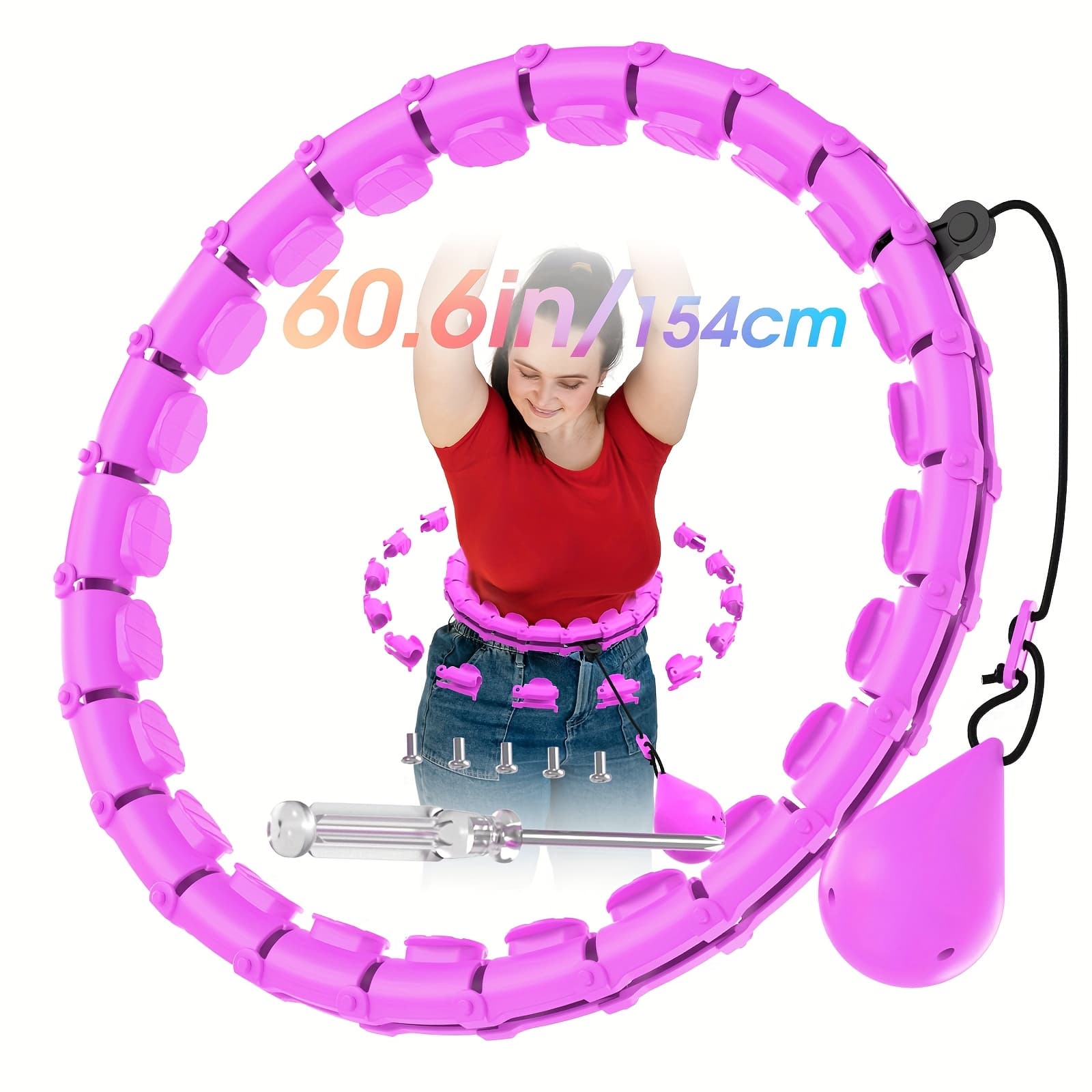 TEMU New 30-knot Plus Size Ring, 60.6in/, Adjustable Weights + Removable Design, Home Body Shaping Exercise Machine