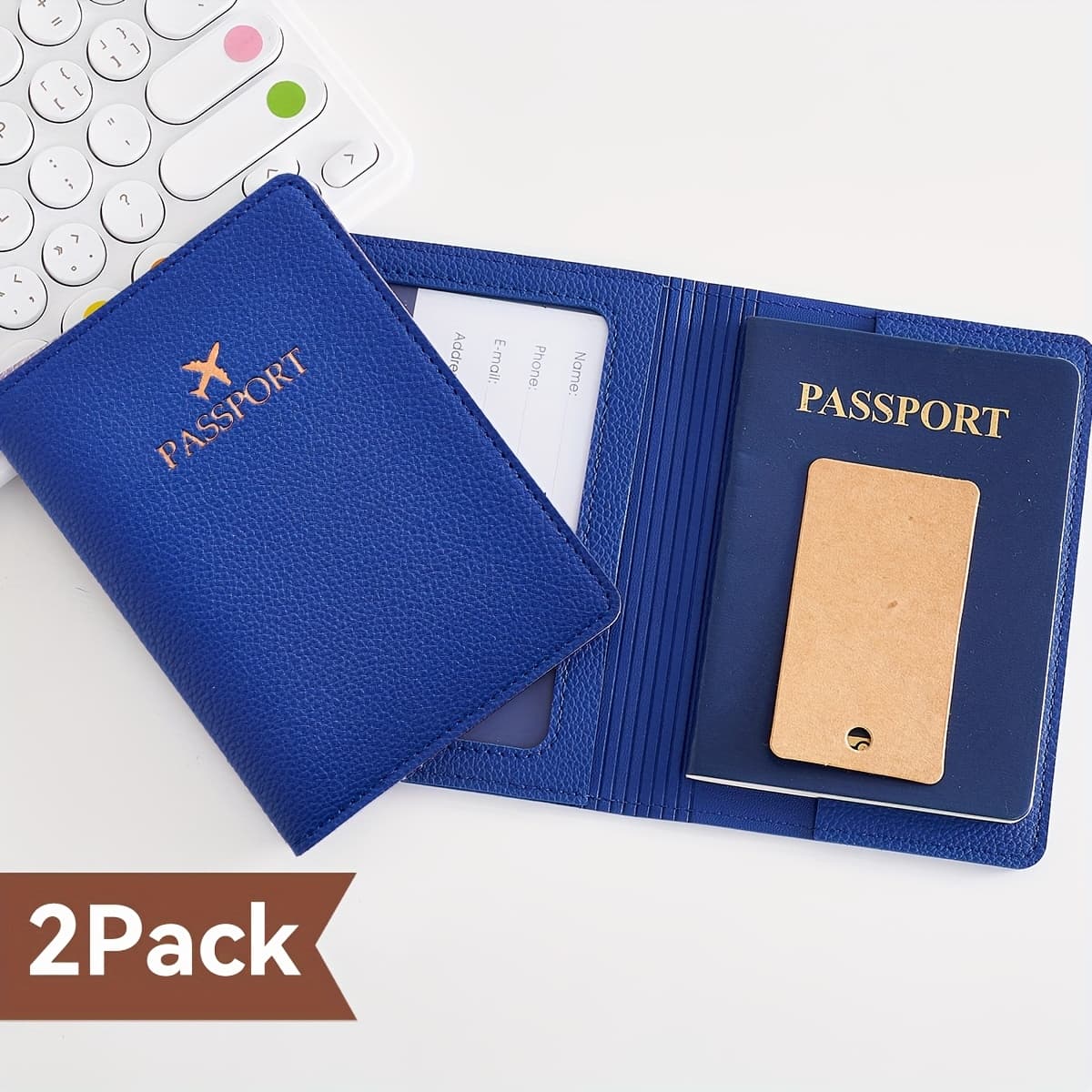 TEMU 2pcs Travel Wallet Passport Case Travel Essentials, Passport Wallet Cover Is An Indispensable Travel Accessory, Soft Pu Synthetic Leather Passport Booklet For Women And Men