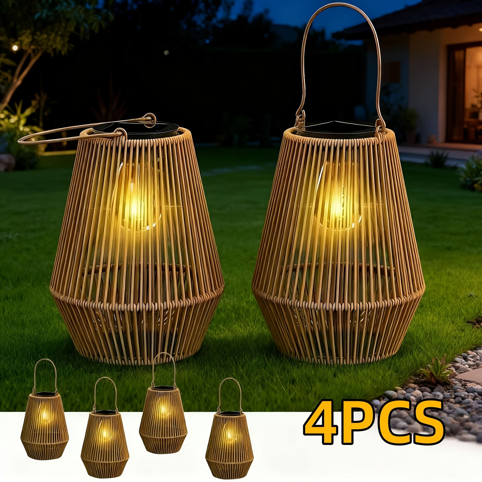 TEMU 4/2/1pc Solar Lanterns, Outdoor Solar Lights, Hanging Solar Lights For Gardens, Patios, , , Trees, Lawns, And , Bohemian Style Lanterns, Gifts, Yard Decor, Hanging Lanterns, Outdoor Glow Lights,
