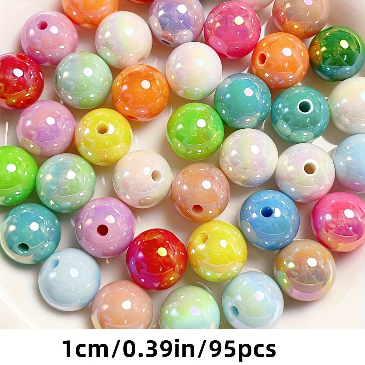 TEMU 480/190/95pcs ( 685-695 Beads) Qywctz -color Acrylic Beads - 6mm/8mm/10mm Multicolor Glossy/ Beads Suitable For Making, Bracelet & Necklace Crafts - Professional & Use