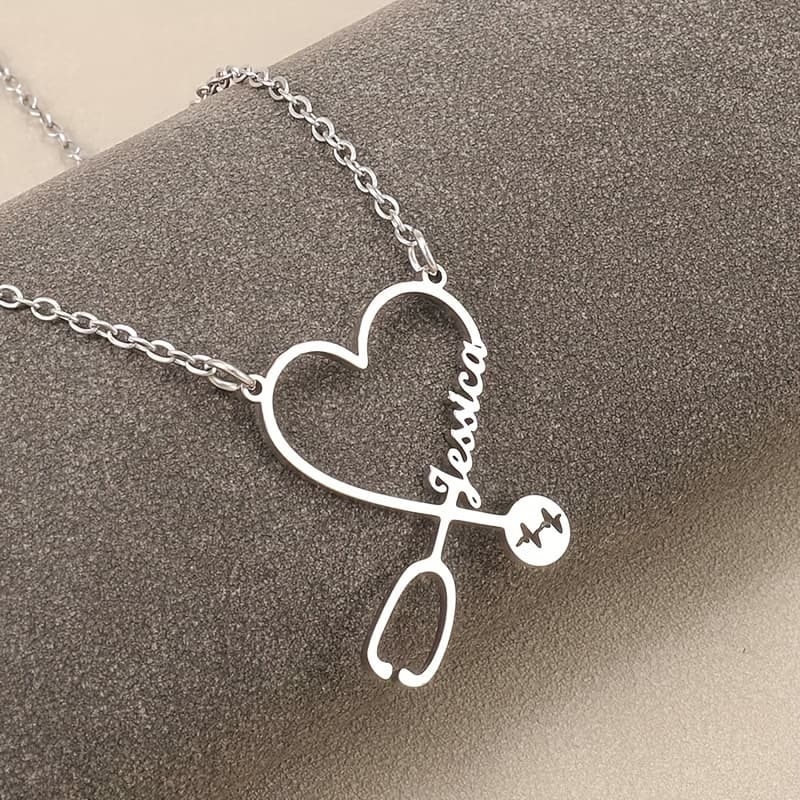 TEMU Personalized Stethoscope Name Necklace, Exquisite Custom Letters For Doctors And Nurses, Graduation Gift Jewelry For Students