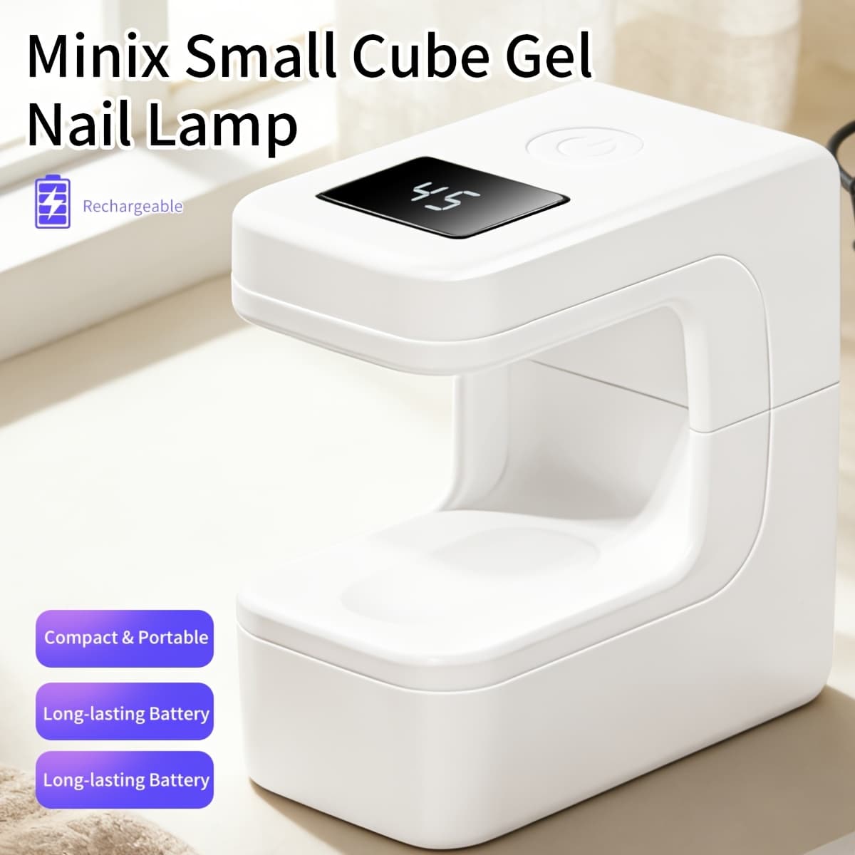 TEMU Small Cube For Nail Lamp - Portable Small Cube For Nail Dryer With 45 Seconds Quick Drying, Led For Nail Machine With Display Screen, A Must-have For Home And Travel