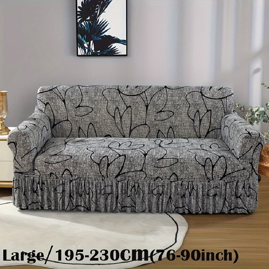 TEMU 1pc Elastic Printed Sofa Slippers Skirt Sofa Cover Sofa Cover Universal Furniture Protective Cover Bedroom Office Living Room Home Decoration
