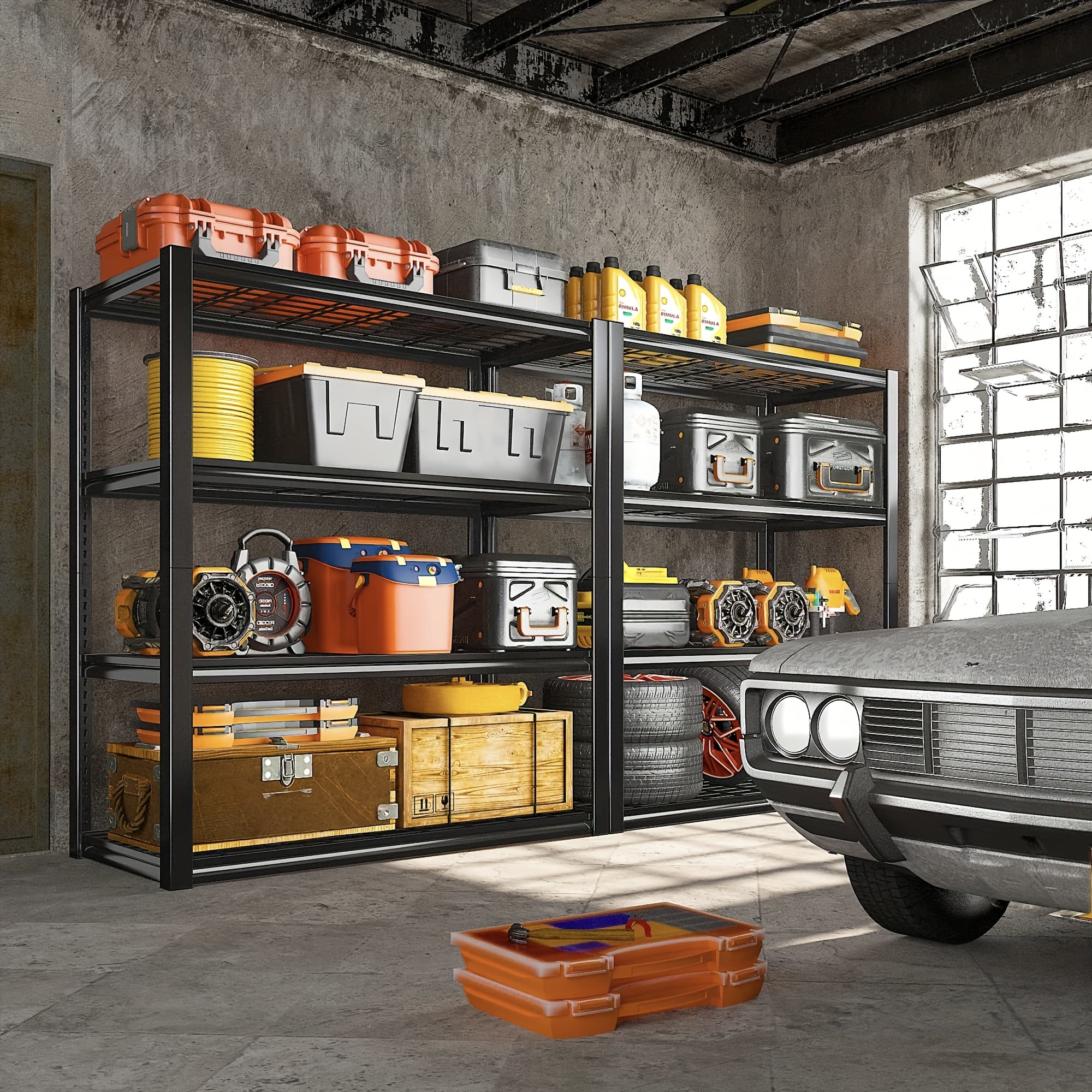 TEMU Heavy-duty Adjustable Industrial Shelving Unit - Commercial/residential Storage Rack With Stainless Frame & Suitable For Garage, Basement, Shelving - Freestanding Metal Shelves, Assembly, Shelves