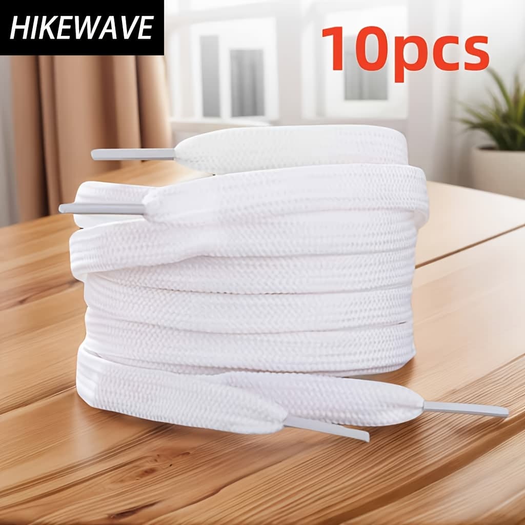 TEMU 10pcs/set Of Single-layer White Shoelaces, 120cm/47.24 Inches, Fashionable Shoelaces Suitable For Shoes