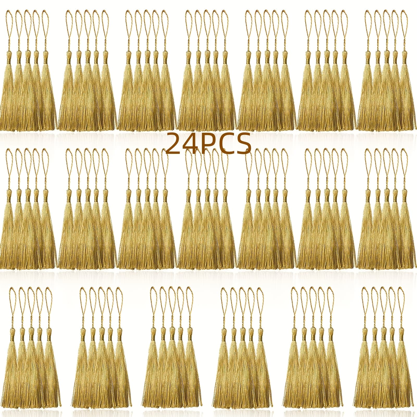 TEMU 24pcs Of Mini Tassel Rings - 5-inch Polyester Tassels, Suitable For Bookmarks, Jewelry Making, Crafts - Traditional Style Home Decor And Graduation Celebration Decorations, Colorful Tassels For