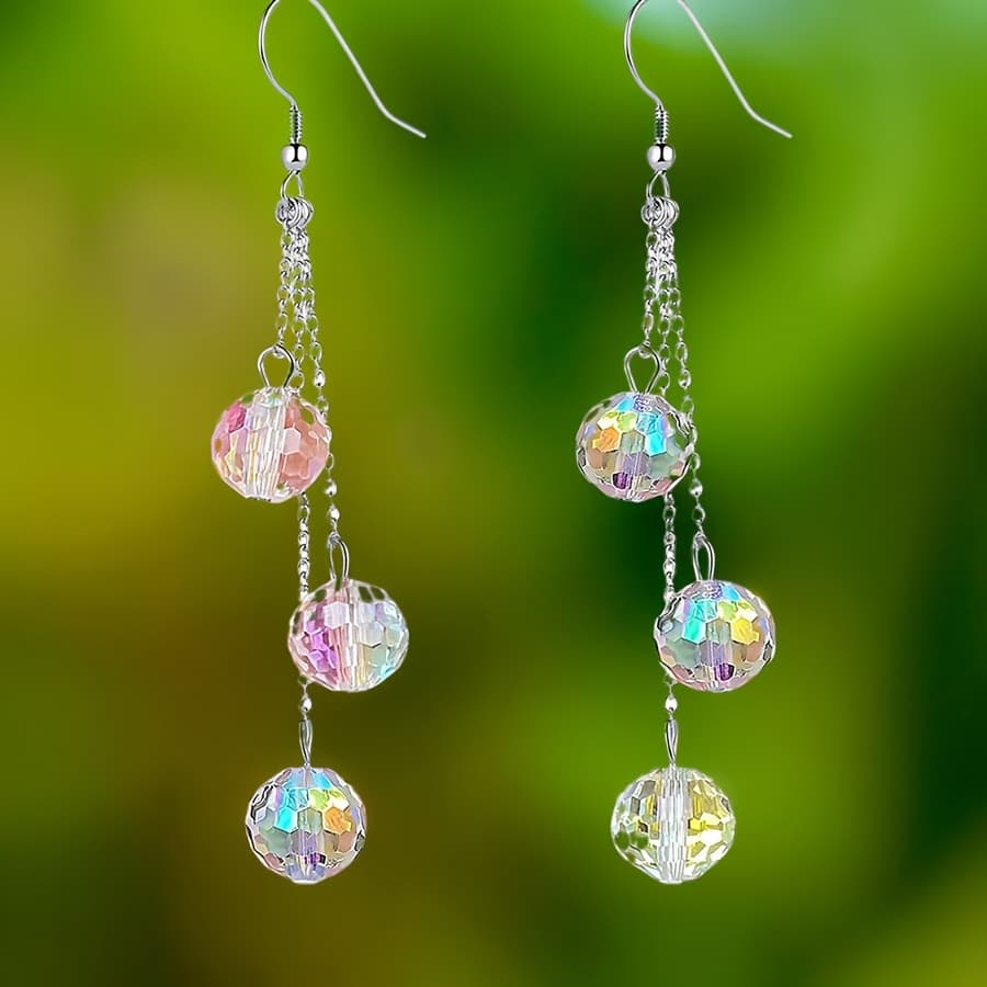 TEMU 1 Pair Disco Style Women Earrings Mini Ball Earrings Mirror Ball Earrings Concert Earrings Clothing Shirt Accessories