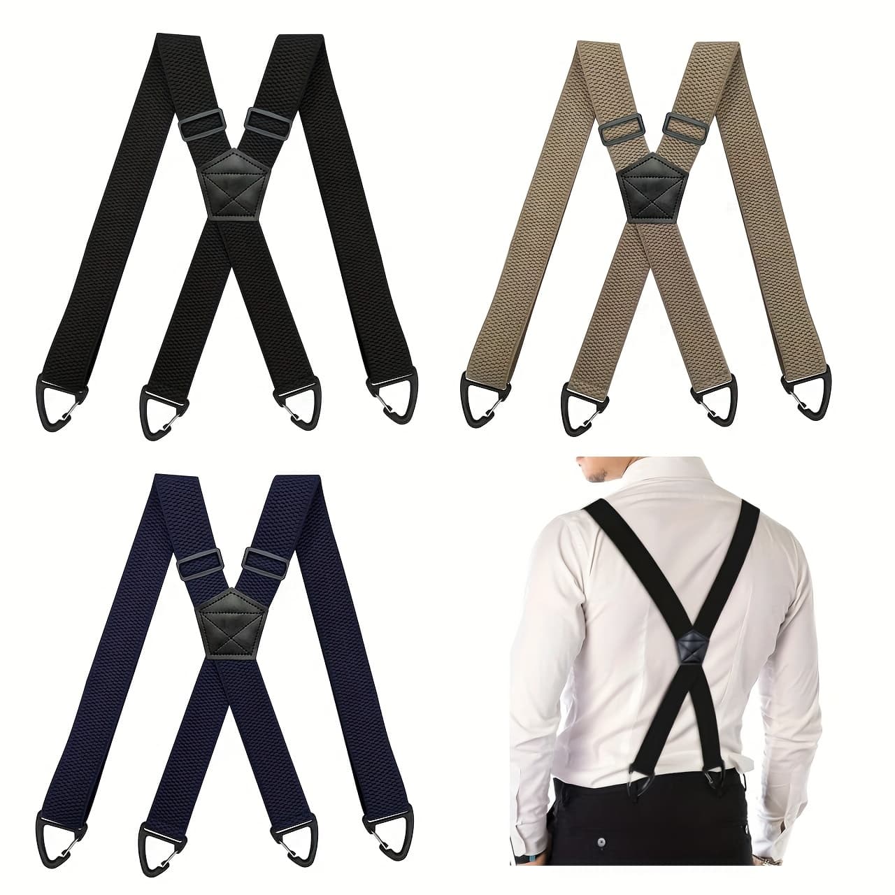 TEMU 3pcs X Back Hidden Suspenders Heavy Duty Hiking Suspenders Adjustable Under Clothing Invisible Belt Black&navy&beige