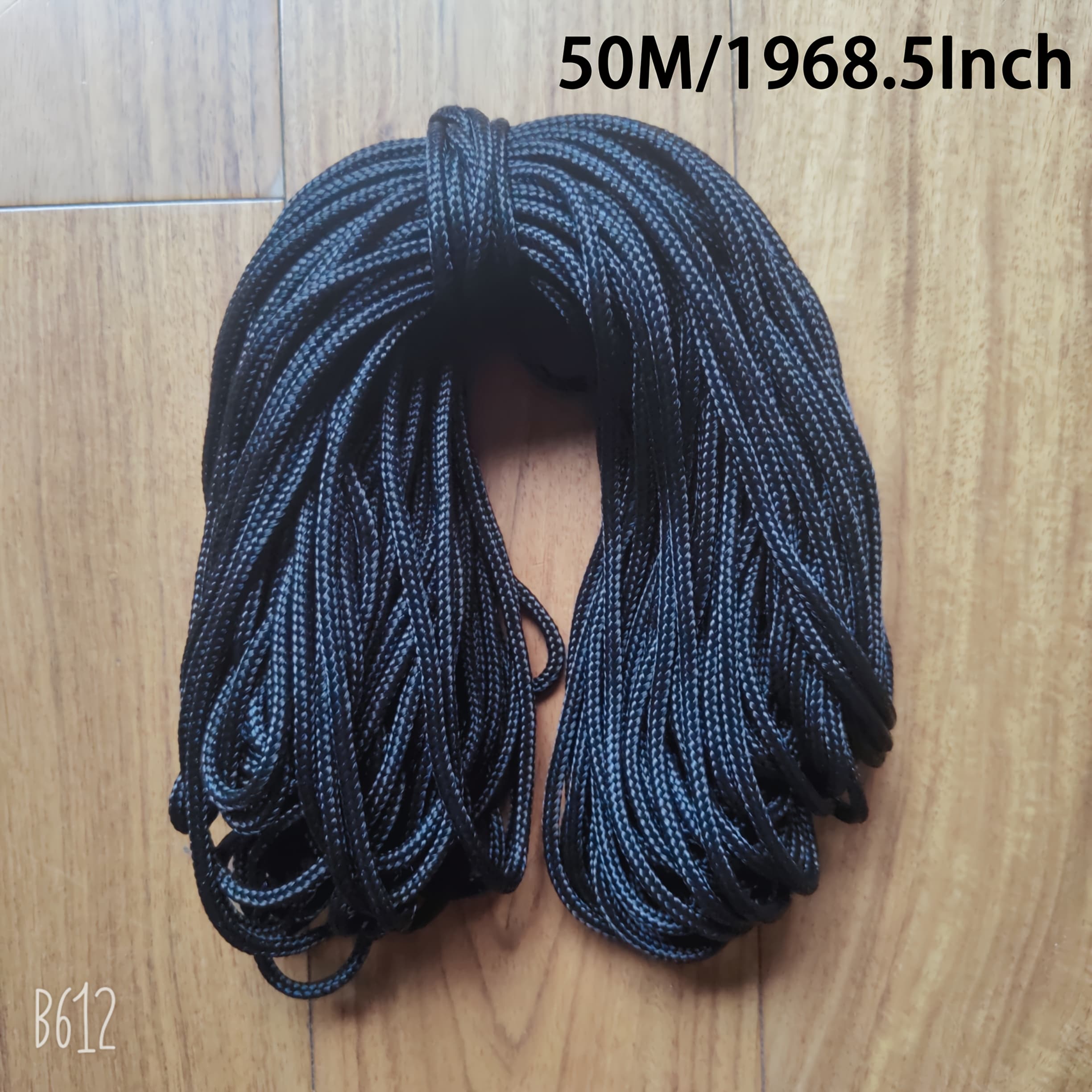 TEMU 50m/100m Black Multifunctional Nylon Rope, 4mm Diameter, Heavy Tensile Strength, Durable & Flexible For Tents, Braiding, Diy Projects, Outdoor Use, Cord, Camping Rope, Rope For Crafts, Tent Ropes