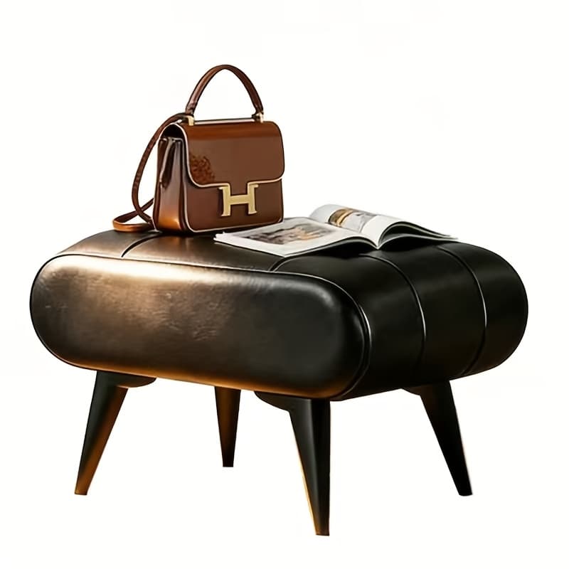 TEMU Ottoman Footstool With Storage | Footstool, Space-saving, Leather, , Hardwood, Suitable For Living Room, Bedroom, Office, Dormitory, Must-have For Easter Work Start