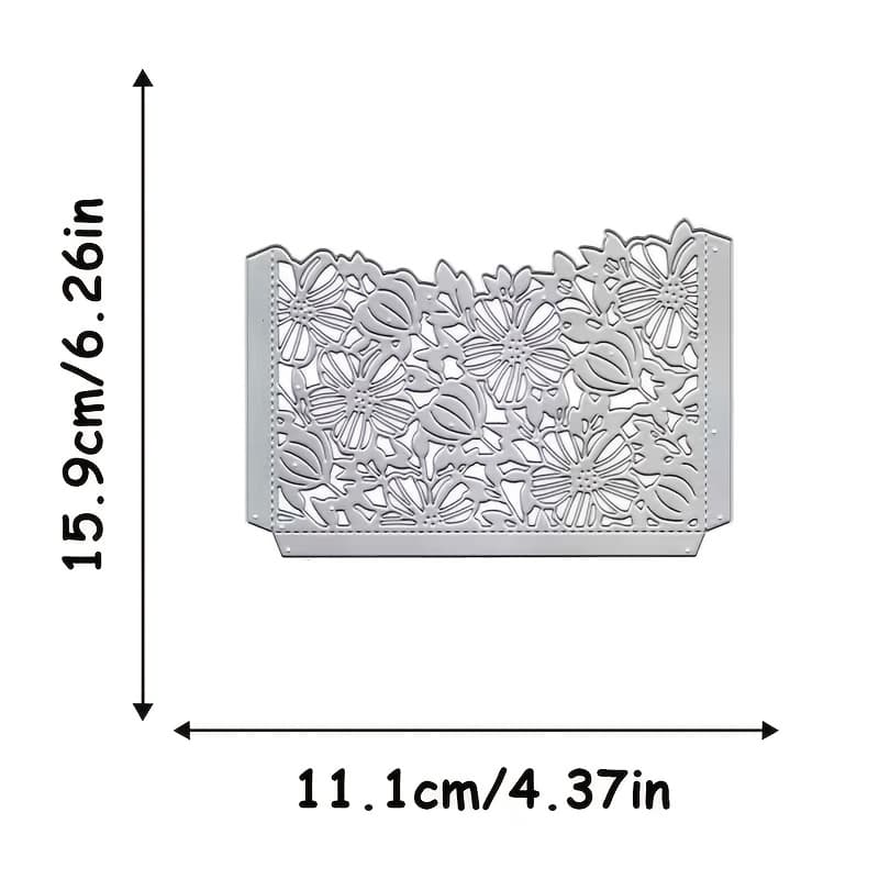 TEMU 1pc Creative Floral Backdrop Metal Cutting Die - Versatile Diy Craft Tool For Scrapbooks, Photo Albums, Greeting Cards And Home Decor - Great For Holiday Wishes And Crafts.