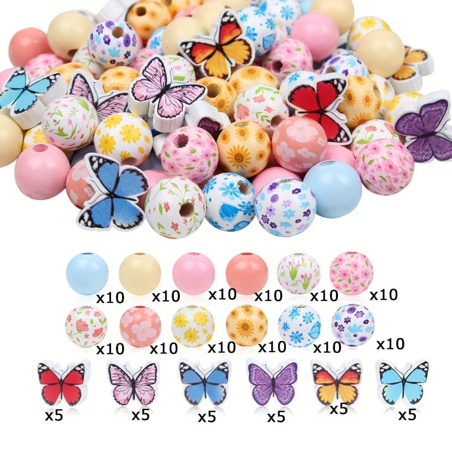 TEMU 150pcs Of Colorful Spring Series Wooden Beads, Used For Jewelry Making Diy Keychain, Bead Pen Decoration, Exquisite Decorative Accessories