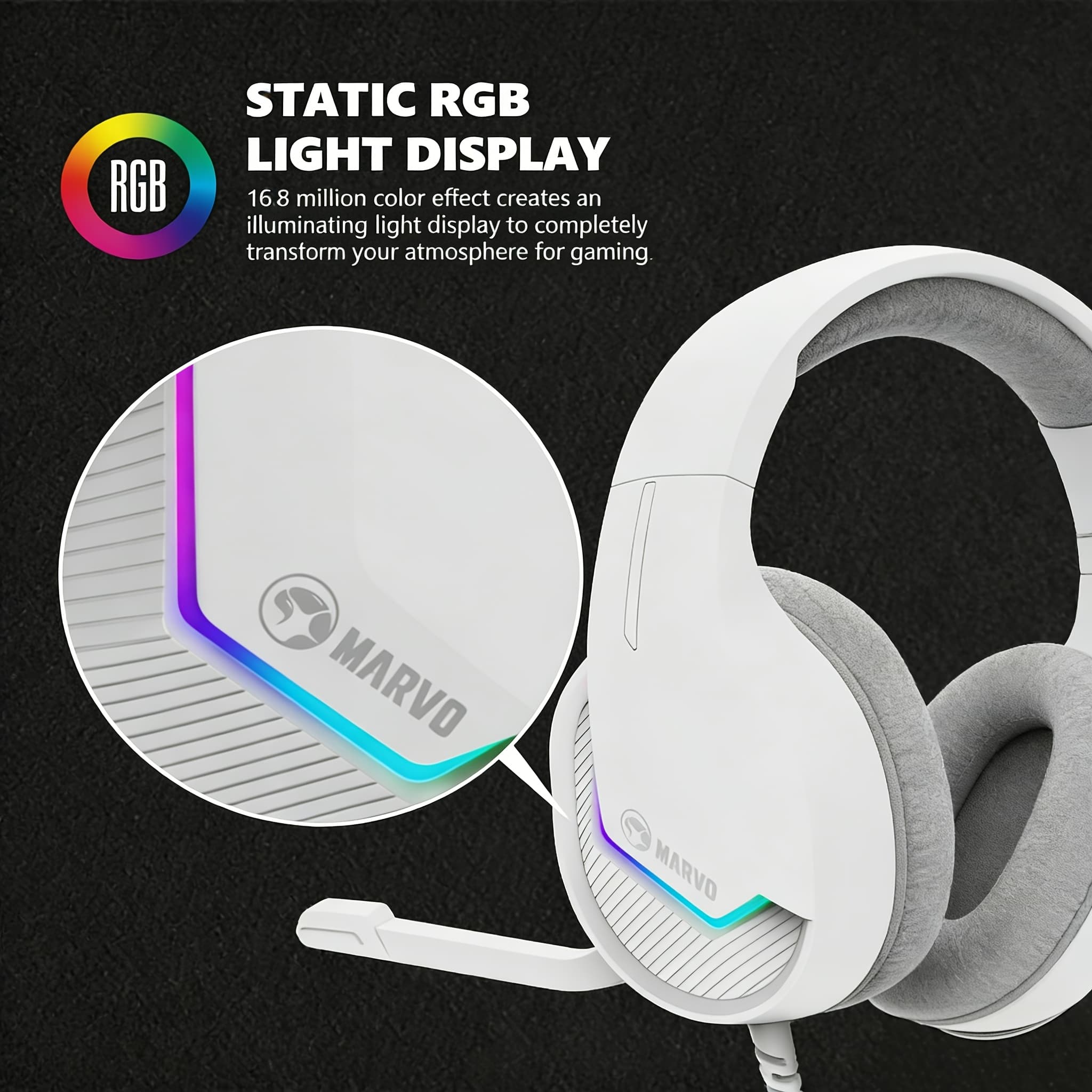 TEMU Rgb Backlit Gaming Headset Compatible For Pc// With Usb- Rgb, 50mm Stereo Drivers & Cancelling Mic, Braided & Volume Control - Semi-open Ear Cup For Pc/console Gamers (no Required)
