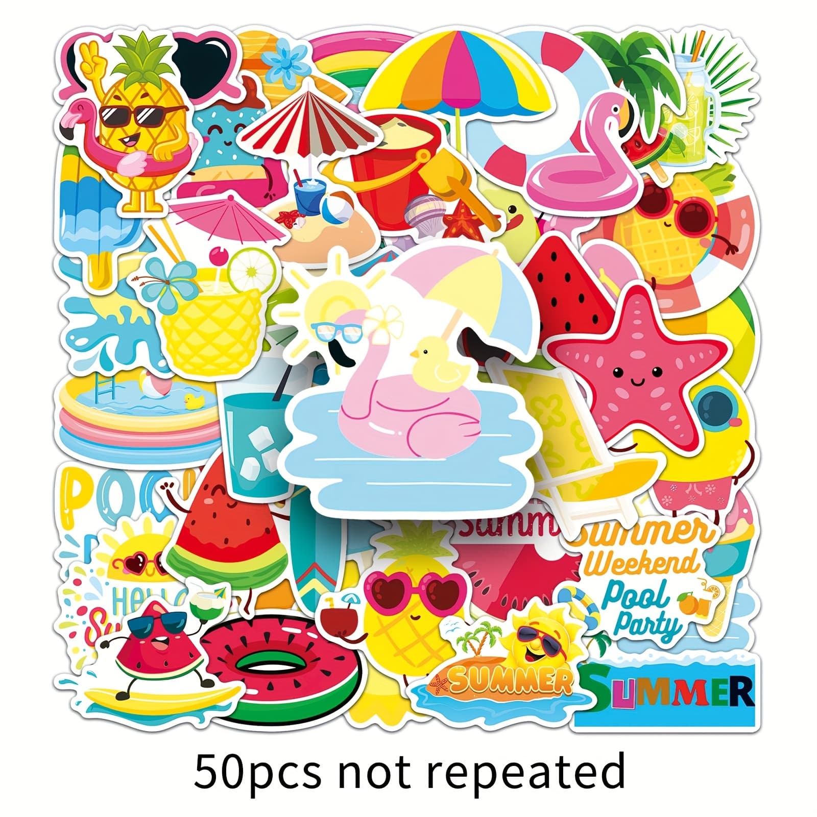 TEMU 50 Summer Cartoon Doodle For Decorating Notebooks, Envelopes, Office Seals, And Fun Exquisite Stickers