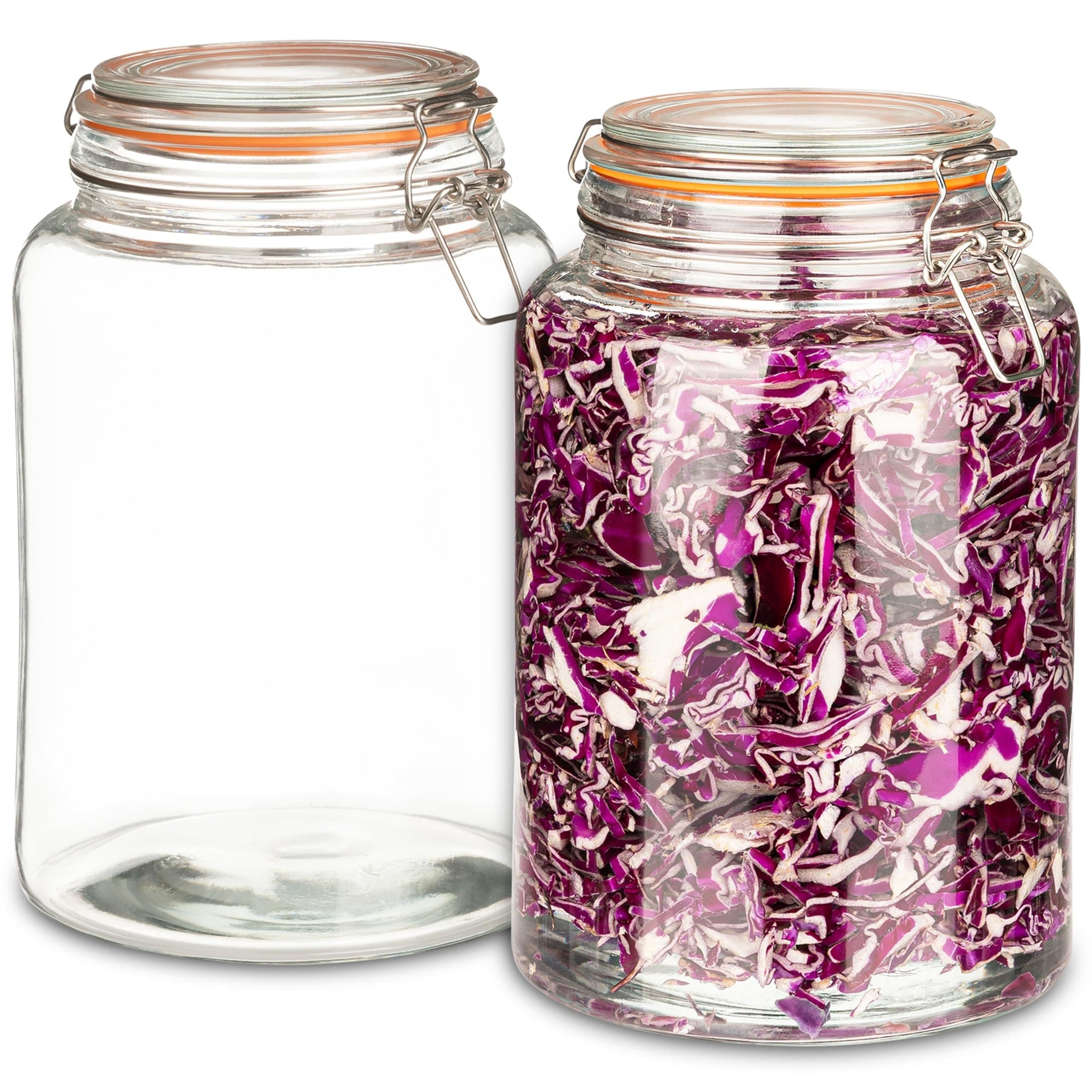 TEMU 1 Gallon Glass Mason Jar With Hinged Lids, Extra-wide Mouth Airtight And Leakproof Sealed Canning Jars For Pickling, Preserving, And Flour Storage - Pack Of 2