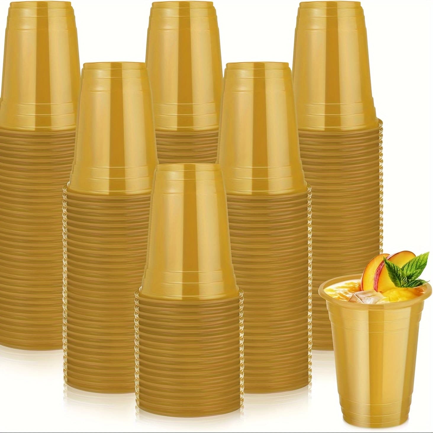 TEMU Red/black/pink/golden 160-pack 16-ounce Plastic Cups, Party Supplies Disposable Cups For Graduation, Christmas, Beverages, Soda, Bbq, Picnic, Cups
