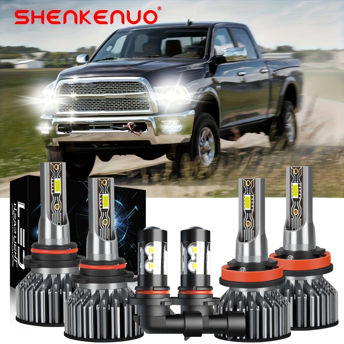 TEMU 6pcs For 1500 2500 3500 2009-2017 Led Headlight Bulbs High/low Beam+fog Light Bulbs Combo 6000k Super , 2015-2023