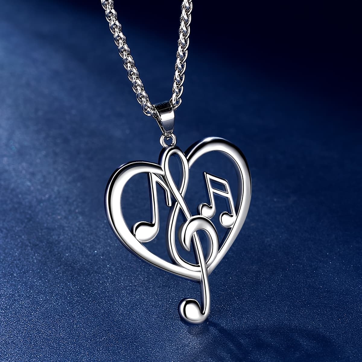 TEMU Heart-shaped Treble Clef Note Pendant Necklace