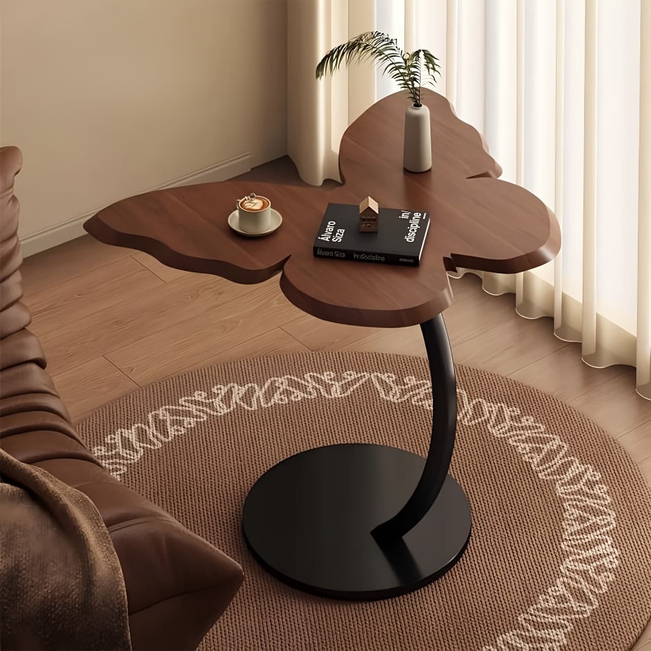 TEMU A Side Table Designed Like A | A Small Vintage Tea Table | Features A Sturdy Metal Base | A Decorative Piece For The Living Room And Bedroom | Contemporary Furniture Shelf For Spaces