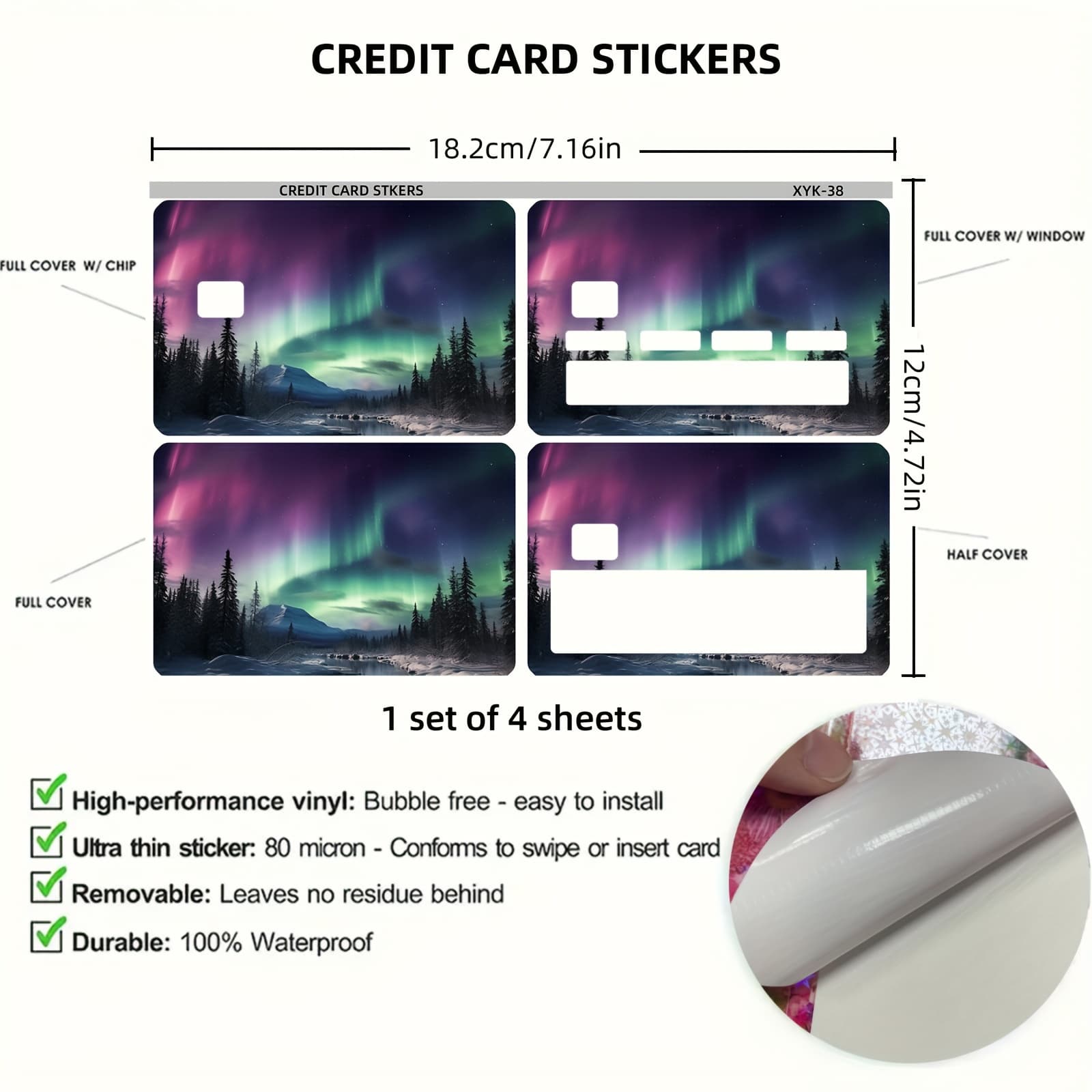 TEMU 1 Set Of 4pcs Thick Frosted Credit Card Stickers. Suitable For Credit Cards, Bank Cards, Removable Self-adhesive Decorative Card Stickers, Scratch-resistant,, With Self-adhesive Backing