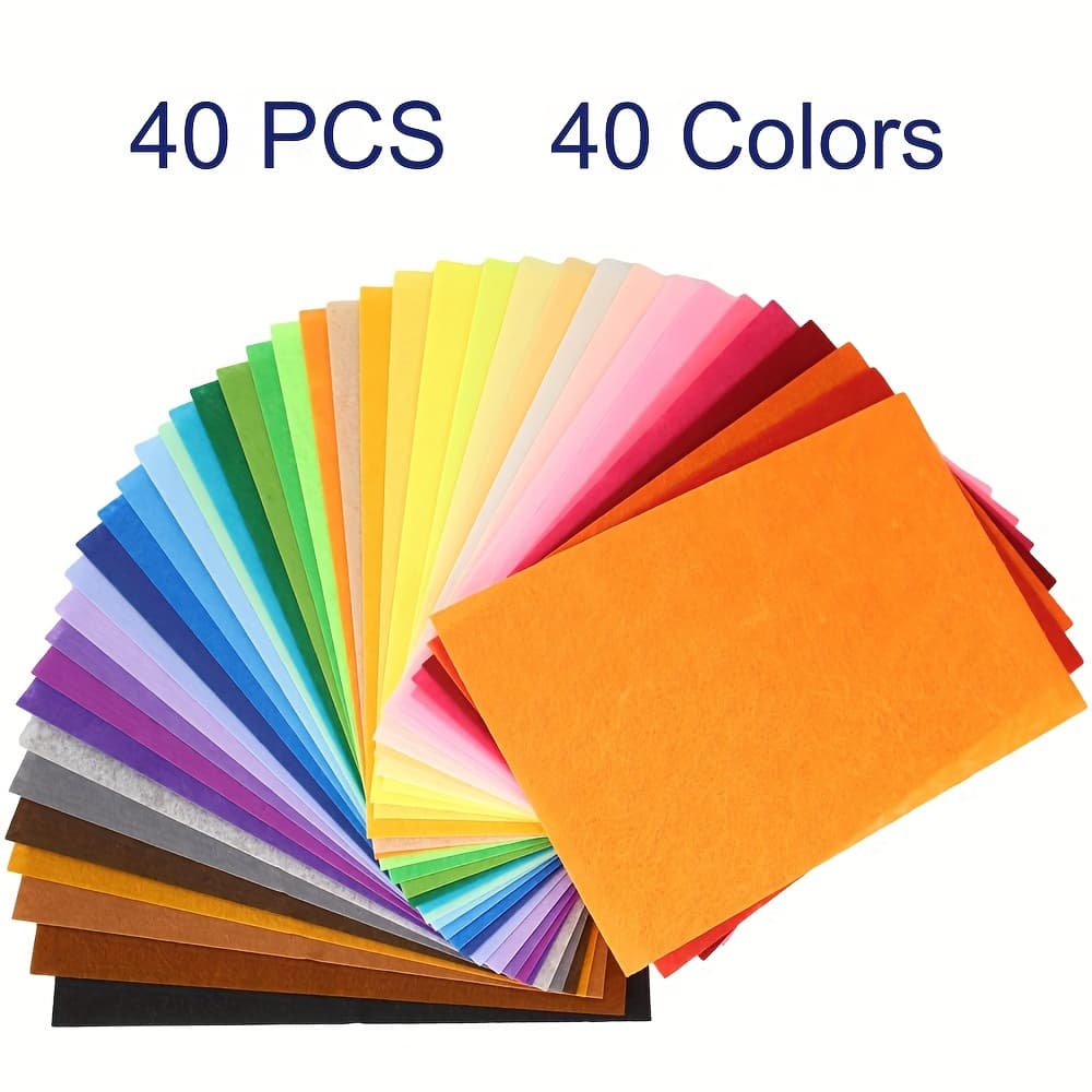TEMU 40 Large Sheets Of Felt Paper For Crafts, Measuring 8x12 Inches, In Assorted Colors, 1mm Thick, Suitable For Projects