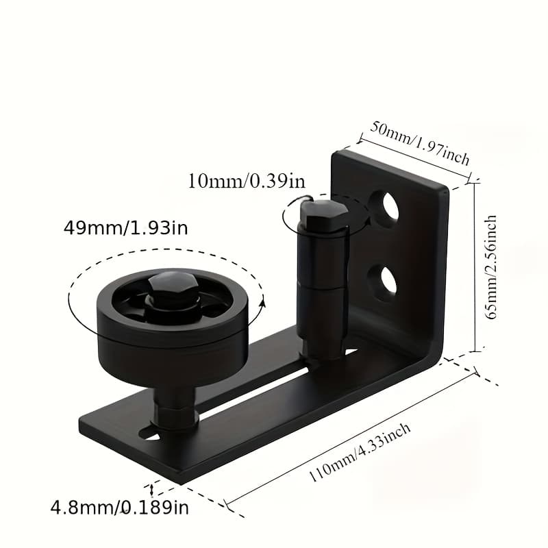 TEMU Adjustable Carbon Steel Barn Door Floor Track, Metal , Flat Bottom - Quiet Black Frame Sliding System