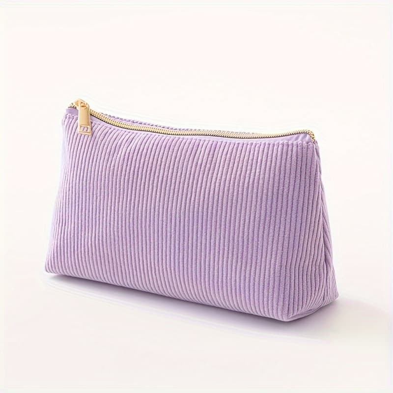 TEMU New Corduroy Makeup Bag With Large Capacity For Cosmetics, Makeup Brushes, And Stationery Storage